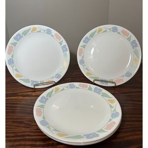 6‎ VTG Friendship Corelle by Corning Dinner Plates (10.25") Pastels, Made in USA